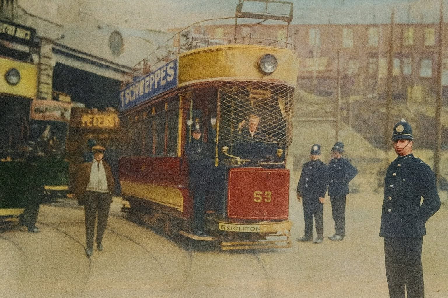 Brighton Tram 53 illustrated historic scene